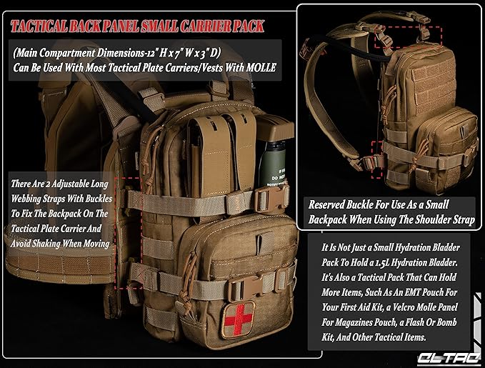Tactical Small MOLLE Hydration Pack Outdoor Water Bladder Carrier Pack for Vest Backpack