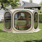 Pop Up Screen Tent Canopy, Portable Screen Canopy with Mosquito Net, Outdoor Screen Room Tent 12 x12 FT with Carry Bag for Lawn & Garden, Parties，Beige