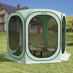 Screen Tent Pop-Up, Portable Tent Canopy with Mesh Mosquito Net, Screen House Room Canopy Shade 10x10 FT with Carry Bag for Patio, Backyard, Sports & Outdoors Activities, Green