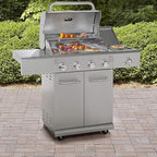 Kenmore 4-Burner BBQ Gas Grill with Searing Side Burner, Stainless Steel Propane Grill, 52,000 BTUs, Cabinet Style, Includes Warming Rack, Electronic Ignition & Stainless Steel Cooking Grates
