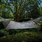 Hatteras Hammocks Deluxe Navy Oatmeal Heirloom Tweed Duracord Rope Hammock with Free Extension Chains & Tree Hooks, Handcrafted in The USA, 450 LB Weight Capacity, 13 ft. x 60 in