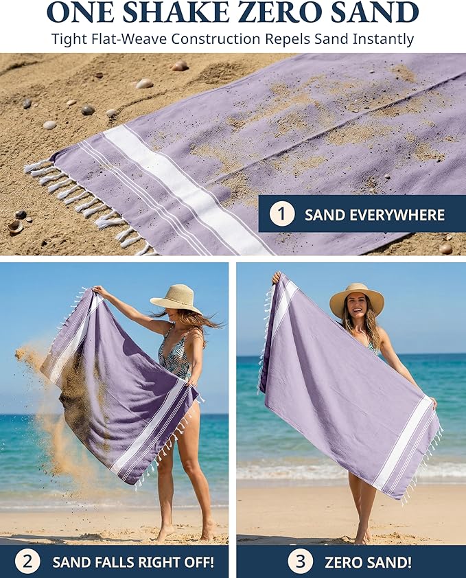 LANE LINEN Large Pool Towels, XL Beach Towel 2 Pack, Pre-Washed, No Shrink, Quick Dry Oversized Beach Towels, Stylish Beach Towel for Women, Sand Free Towel, 39"x71" - Regal Orchid