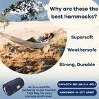 Handwoven Hammock by Yellow Leaf Hammocks - Family Size, Fits 2+ PPL, 550lb max - Weathersafe, Super Strong, Easy to Hang, Ultra Soft, Artisan Made - Color: Natural Khaki