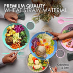 WheatStraw Dinnerware Sets for 4 - Alternate To Plastic Dishes - Dishwasher Safe Microwave Plates - Unbreakable Dinnerware Set - Wheat Straw Dishes - Lightweight Camping Plates & RV Dishes