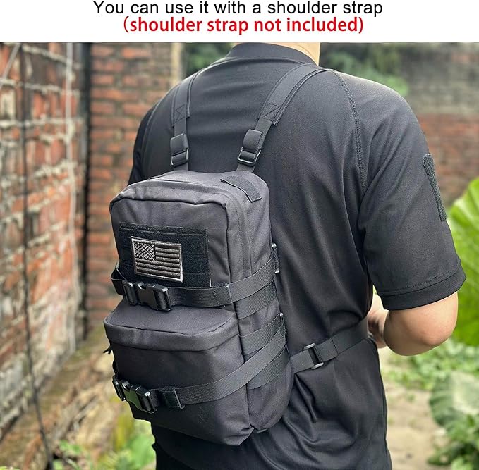Tactical Mini Molle Hydration Pack,Molle Hydration Carrier with US Flag Water Resistant,Hydropack for Tactical Vest Backpack