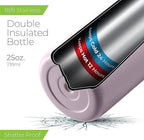 SipX™ Triple-Insulated Stainless Steel Water Bottle 25oz. With 3 Lids, BPA-Free Reusable Insulated Water Bottle Keeps Cold 24 Hours, Metal Water Bottle Made Of Sustainable Material For Hiking & Biking