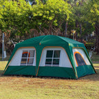 KTT Large Family Cabin Tent 10-12 Person,14.1X10X6.58ft,2 Rooms,3 Storage Pockets,2 Bay-Windows 3 Doors and 3 Windows with Mesh,Straight Wall,Waterproof,Double Layer,Big Tent for Outdoor,Camping
