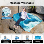 KingCamp Ultralight Camping Blanket, Packable Down Alternative Puffy Printed Wearable Blanket with Snap Buttons & Corner Loops Weatherproof Quilt for Outdoor Travel Stadium (79"L x 57"W SEAWAVE)