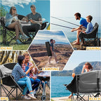 UBALANCE Double Camping Chair for Adults - Heavy Duty 650LBS Portable Camping Chairs Oversized Camping Loveseat, Folding Camping Chair for Garden Lawn Sport Picnic Beach Fishing (Gray)