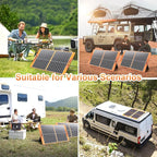 60W Portable Solar Panel for Power Station, 19.8V Foldable Solar Charger with DC/XT60/Anderson Cable & QC3.0 USB Outputs, 23% High Efficiency IP65 Waterproof 2 Kickstands for Outdoor Camping RV Trip