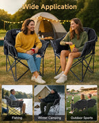 Slsy Heated Camping Chair Oversized, Outdoor Portable Heated Folding Chair, Heavy Duty 500 lbs Support, Padded Seat for Outdoor Sports, Camping, Patio, and Picnics