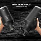 IDEUS Insulated Stainless Steel Water Bottle with 2 Leak-Proof Lids, Thermal Water Flask for Hiking Biking, 64oz, Black