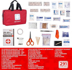 Thrive Home Essentials First Aid Kit (291 Pieces) - First Aid Bag with Multi-Sized Bandage, Gauze, Wipes, Scissors, Gloves, Tape, Ice Pack and More