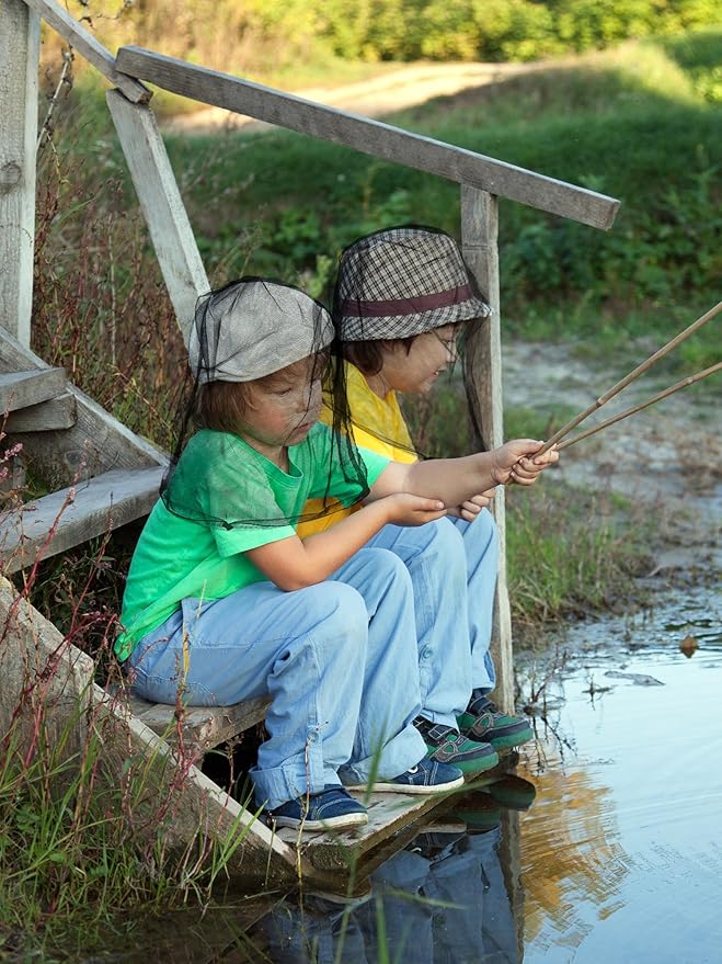 HESTYA 4 Pack Mosquito Head Net Face Mesh Protecting Net for Outdoor Hiking Camping Climbing Mosquito Fly Insects Preventing(Black)