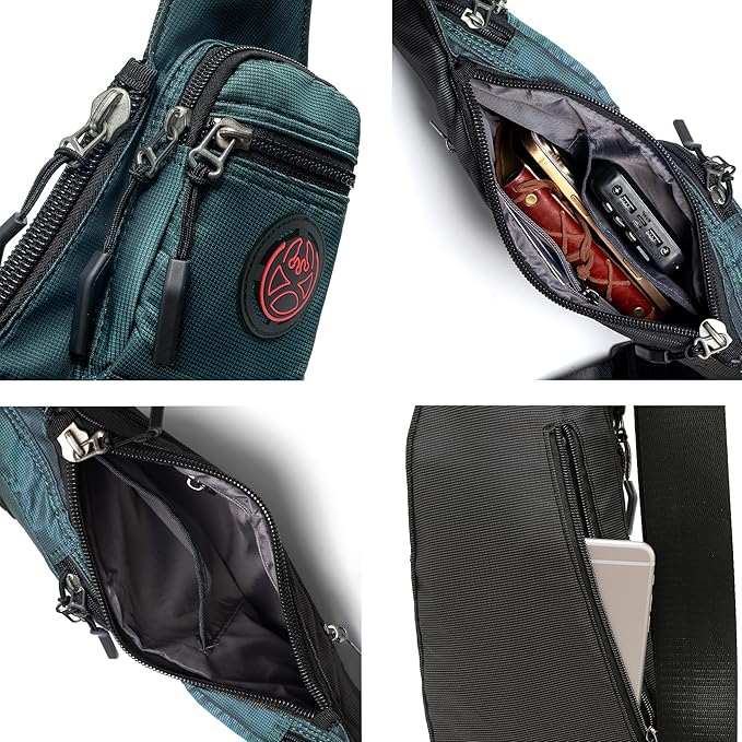 NICGID Sling Bag Chest Shoulder Backpack Crossbody Bags Casual Daypack for Men Women (Dark green-2620N)