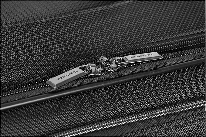 Kenneth Cole REACTION Rugged Roamer Lightweight Softside Expandable 8-Wheel Spinner Luggage, Black, 20-Inch Carry-On