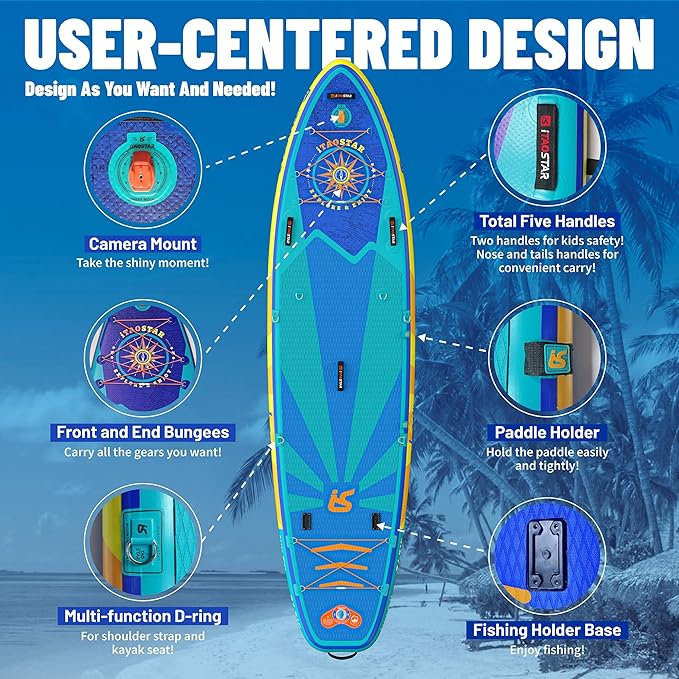 Journey 11'6" / 11'×34" / 11'×35" Extra Wide Paddle Board, One-Stop Premium SUP Board Accessories, Tailored Fins, Stable Inflatable Stand Up Paddle Boards for Youth/Adults of All Skill Levels