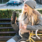 IDEUS Insulated Stainless Steel Water Bottle with 2 Leak-Proof Lids, Thermal Water Flask for Hiking Biking, 24oz, Black