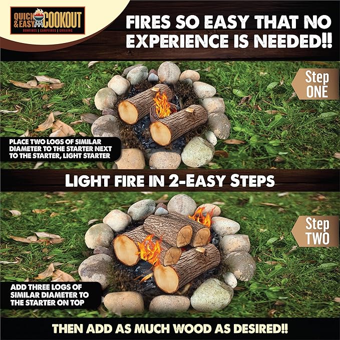 Get a Fully Lit Fire in Just 6-8 Minutes with No Kindling! Lights Wet/Frozen Wood | Plant-Based Fuels Only, Ideal for Cooking. One Starter Per Fire/BBQ. for Campfires, Fire Pit, Grilling, Bonfires