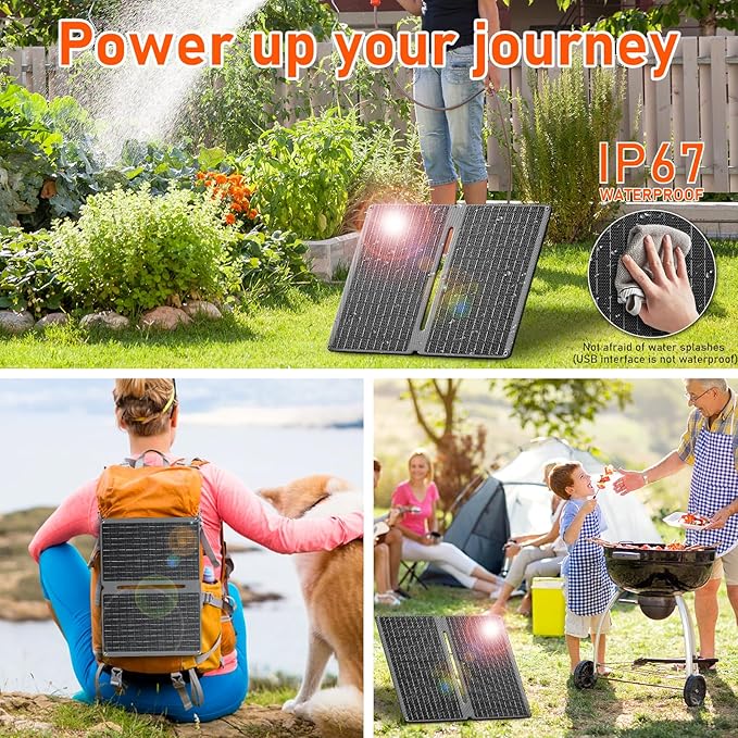 20W Portable Foldable Solar Panel withUSB, Type-C Outputs, Monocrystalline Silicon, ETFE Coating, IP67 Waterproof – Perfect for Phones, iPads, Power Banks, Camping, and Off-Grid Use!