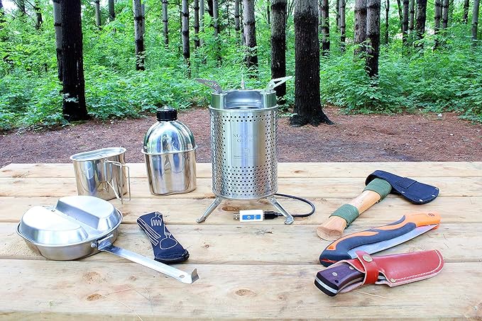 MASTIFF GEARS® 304 (18/8) Stainless Steel (FDA Compliant) US G.I Style Canteen Kit Cooking Set Camping Canteen Mess Kit with Cup, Lid, MOLLE Pouch for Camping Hiking