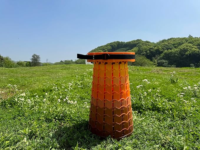 ALEVMOOM 2025 Upgraded XXL Collapsilbe Stool with Cushion,More Sturdy and Height 19.7",D11.8,Portable and Lightweight Adjustable Chair Telescoping Stool for Camping Hiking BBQ Max Loading 1000Ibs