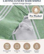 LANE LINEN Turkish Beach Towels, 2 Pack Extra Large Beach Towel, Pre-Washed for Soft Feel, Oversized Sand Free Quick-Dry Pool Towel, Beach Towels for Adults,39"x71" - Jade Green