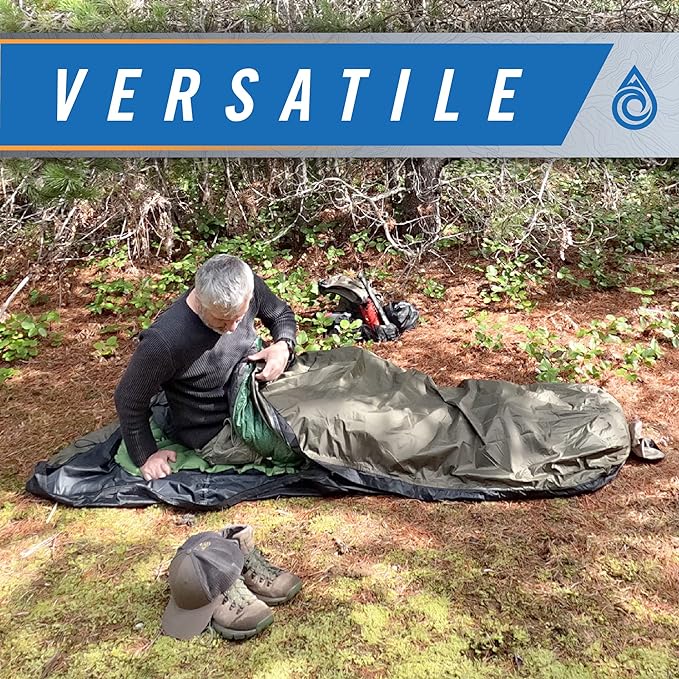 AquaQuest Pharaoh Bivy Sack, Waterproof Outer Shell for Sleeping Bag, Minimalist Stealth Shelter, Olive Drab