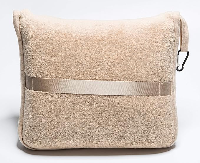 BlueHills Premium Soft Plush Travel Blanket Value Pack Set of 2 - Airplane Travel Essential Flight Blanket Throw in a case Compact Car Plane Travel Gift – Beige and Royal Blue.