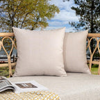 Kevin Textile Pack of 2 Decorative Outdoor Waterproof Pillow Covers Garden Cushion Sham Throw Pillowcase Shell for Patio Tent Couch 20x20 Inch Light Beige