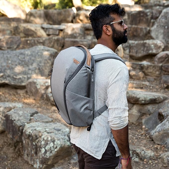 Peak Design Everyday Backpack Zip 20L, Ash, 270-Degree Zip, Dual Side Pockets, FlexFold Dividers, Fits 15" Laptop, For Camera Carry, Daily Commutes or Travel, Versatile Backpack for Men and Women
