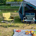 TIMBER RIDGE Aluminum Camping Directors Chair with Side Table Pocket, Portable Folding Heavy Duty Lawn Chair for Fishing Trip Picnic Concert Outdoor 400lbs, Navy 2 Pack