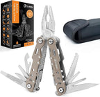 15-in-1 Multitool Pocket Knife, Multipurpose Stainless Steel All In One Tool for Camping Hiking Survival Travel Home - Portable Heavy Duty Folding Utility Multi Tool with Self-Locking