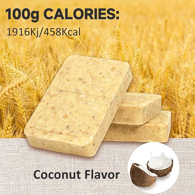 Emergency Food Bars - Coconut Flavor Hardtack, Mre Meals Military, 20 Years Shelf Life, Emergency Meals Ration Bars, Emergency Supplies for Disaster Preparedness, 12 Count