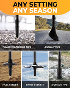 Foxelli Trekking Poles – Lightweight Collapsible Aircraft Grade Aluminum Hiking Poles with Cork Grips Quick Locks & All-Terrain Accessories – Pair of 2