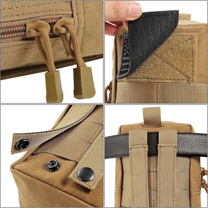 2 Pack Molle Pouches - Tactical Compact Water-Resistant EDC Pouch Bag Small Utility Pouch