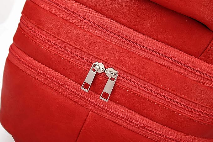 Sole Premise Leather Bag for Multi-functional Travel Carry-on with Shoe, Laptop and Clothes Compartments for Men & Women (Red)