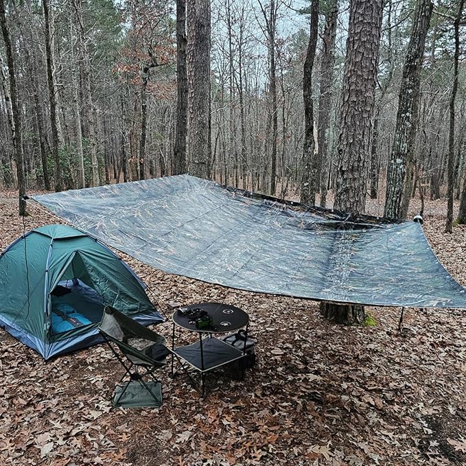 Heavy Duty 11 Mil Tarp Cover Waterproof UV Resistant Tarpaulin Used for Outdoor, Hunting, Camping, Backpacking, Canopy Tent, Ground Tarp, Cover Boat, Motorcycles, Roofs, Wood