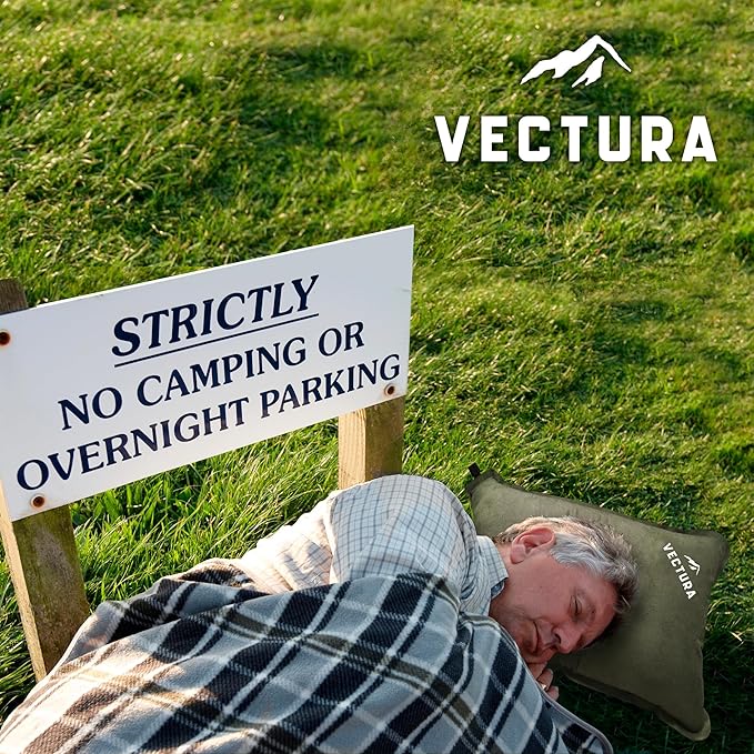 Self-Inflating Camping Pillow – Lightweight & Compact Backpacking Pillow for Hiking, Travel & Outdoor Use – Comfortable Inflatable Pillow for Sleeping – Size 45 x 30 cm (Olive Green)