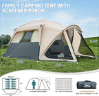 Tents for Camping 6/8/10 Person Camping Tent with Screen Porch, Weatherproof Large Cabin Tent with Rainfly and Carry Bag, Family Tent for Outdoor Camping and Backyard