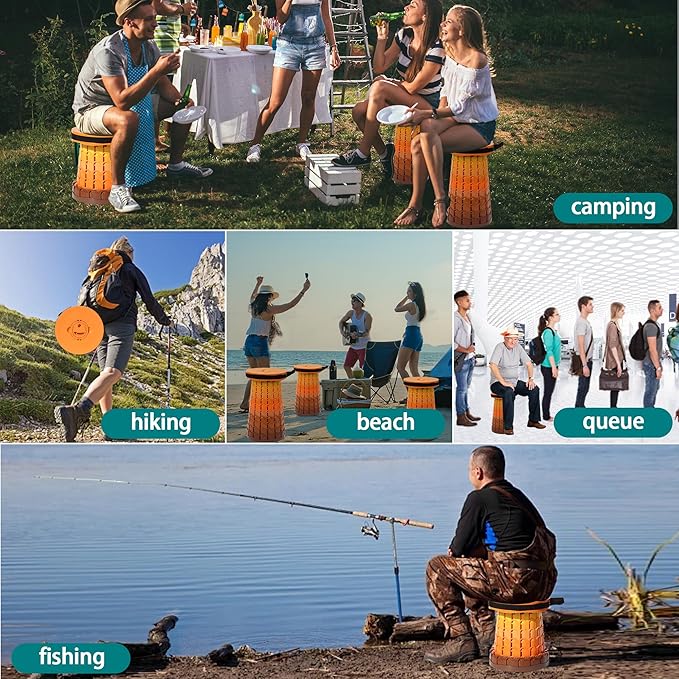 ALEVMOOM Upgraded XXL 50 Portable Collapsible Stool with Cushion,Telescoping Folding Stool for Adults,Yet More Sturdy Camping Stool with Load Capacity 1000lbs,for Outdoor Garden Hiking BBQ