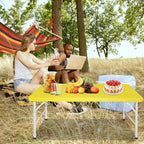 4 FT Folding Table with Carry Handle, Portable Fold-in-Half Plastic Table, Rectangle Foldable Table for Indoor/Outdoor Yellow