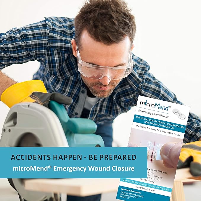 Emergency Wound Closures Surgical Quality Laceration Repair Without Stitches - Think Ahead - Be Prepared- (Emergency Wound Closures XS/SM (2 Devices - 1 Alcohol Prep Pad - 1 Gauze)