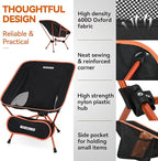 MARCHWAY Lightweight Folding Camping Chair with Spring Lock, Stable Compact Portable for Outdoor Camp, Travel, Beach, Picnic, Festival, Hiking, Backpacking (Lowback Orange)