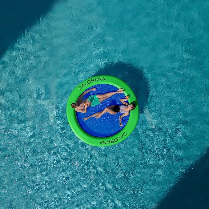 Round Floating Ring Inflatable Water Hammock Heavy Duty River Floats Lake Raft for Adults Tanning Pool Lounger Float Island Platform Pad Mat for Party