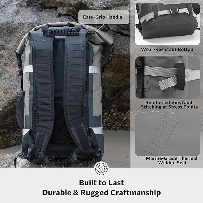 STOVER 5/10/25/30/40/55L Waterproof Backpack- Floating Dry Bag for Kayaking, Travel, Beach, Hiking, & Camping, Men/Women