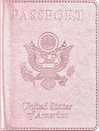 Passport and Vaccine Card Holder Combo, Passport Cover with Vaccine Card Slot, Wallet, Passport Case Holder for Women and Men（AE-Rose gold