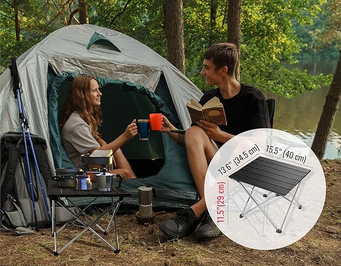 TREKOLOGY Small Camping Table - Beach Table That Fold Up - Lightweight, Foldable, Potable Folding Small Outdoor Table - for Camp, Hiking, Campers & Summer Outing Trip