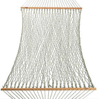 Hatteras Hammocks Deluxe Green Oatmeal Heirloom Tweed DuraCord Rope Hammock – 13 ft. x 60 in., 2-Person, 450 lb Capacity, Cumaru Spreader Bar, Zinc-Plated Hardware – Handcrafted in The USA