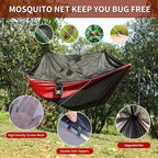 Camping Hammock with Net,Travel Portable Lightweight Hammocks with Tree Straps and Solid D-Shape Carabiners,Parachute Nylon Hammock for Outsides Backpacking Beach Backyard Patio Hiking